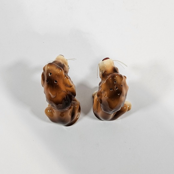 Vintage Yawning Lion Salt and Pepper Shakers Ceramic Japan Brown Mid Century - Picture 5 of 9